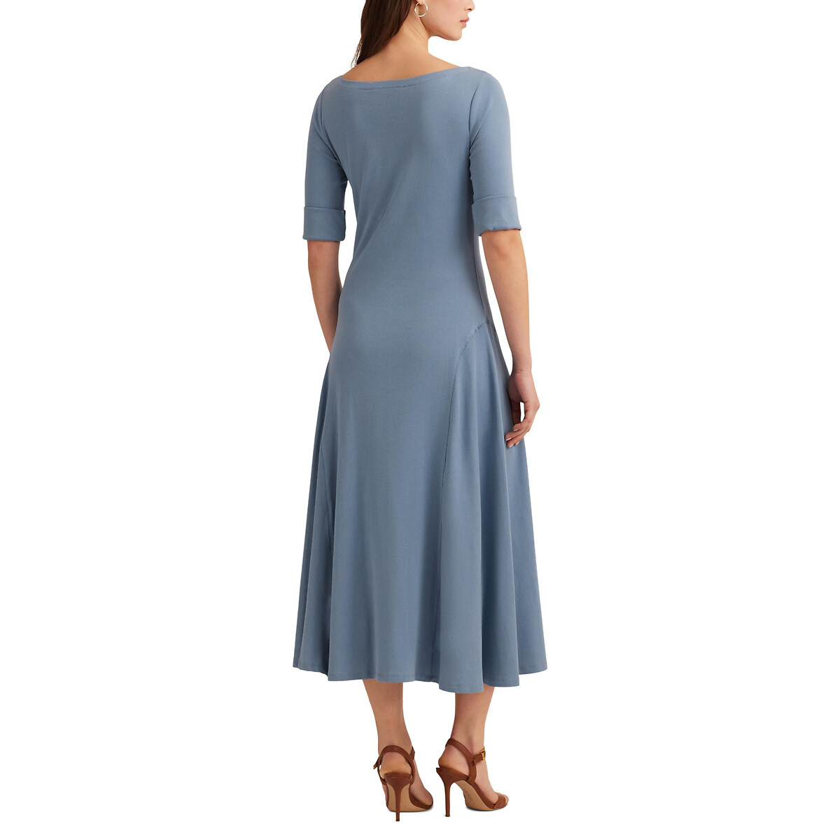 Платье-миди с короткими рукавами MUNZIE  S синий LaRedoute, размер S - фото 3