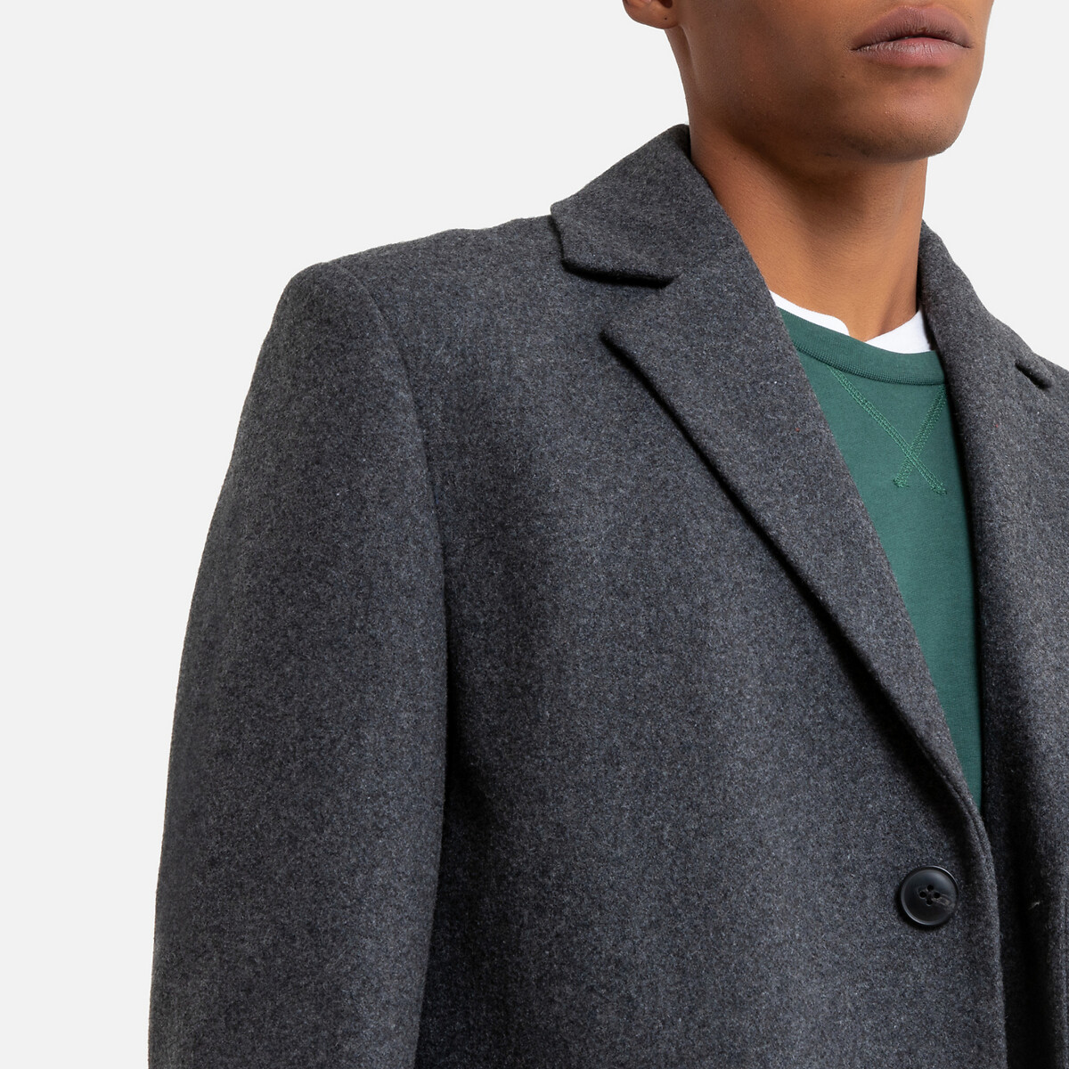 Пальто La Redoute Прямого покроя из шерстяного драпа L серый, размер L - фото 3