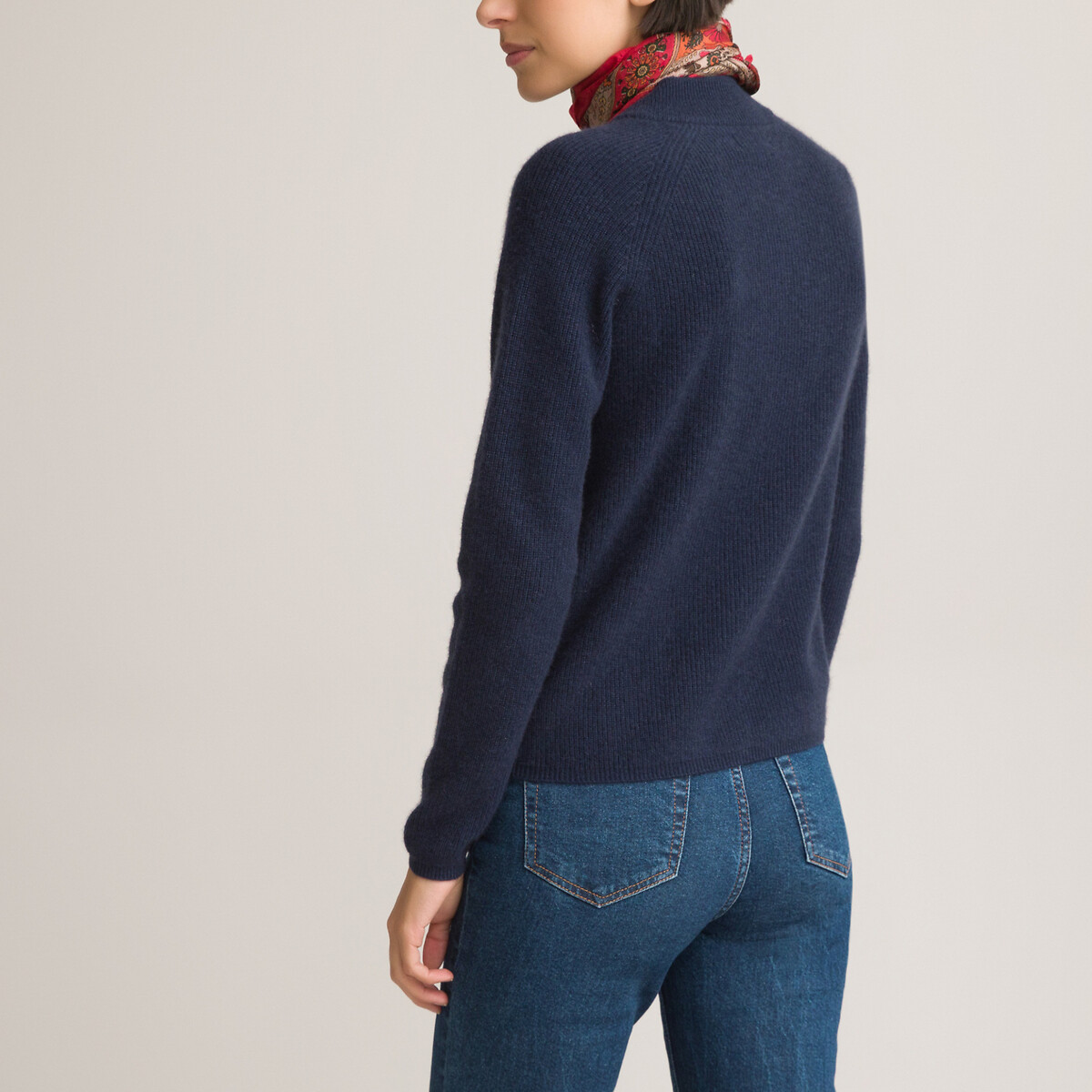Пуловер LaRedoute Из переработанного кашемира рифленый трикотаж XXL синий, размер XXL - фото 4
