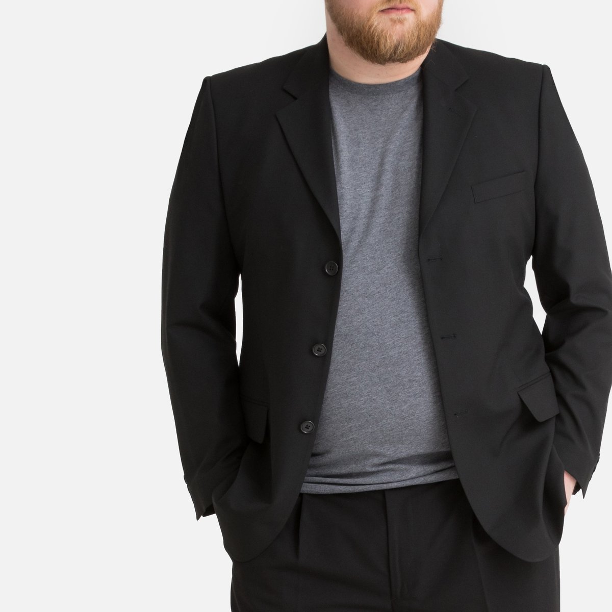 Пиджак La Redoute Костюмный прямого покроя на рост более м 58 черный, размер 58