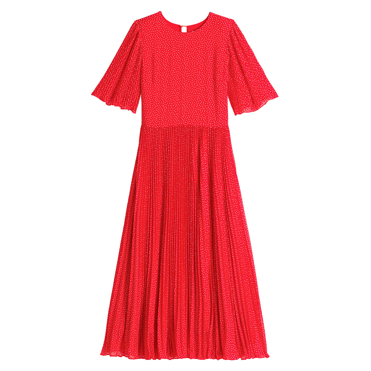 Платье LaRedoute С круглым вырезом и короткими рукавами с принтом 48 красный, размер 48 - фото 5
