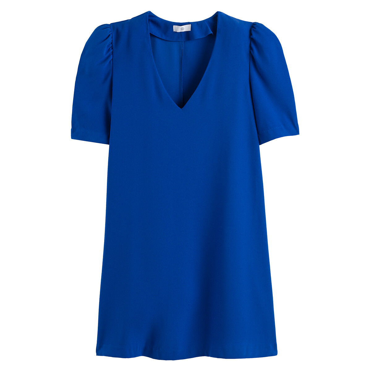 Платье Короткое с V-образным вырезом короткие рукава 44 синий LaRedoute, размер 44 - фото 5