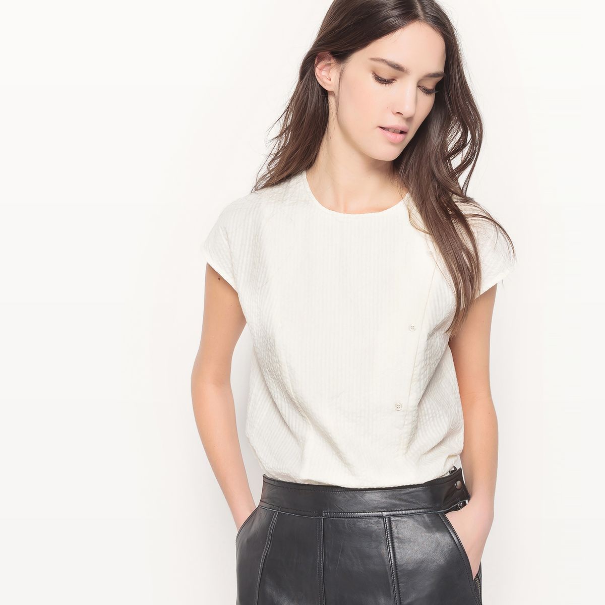Blouse boutonnée, coupe droite