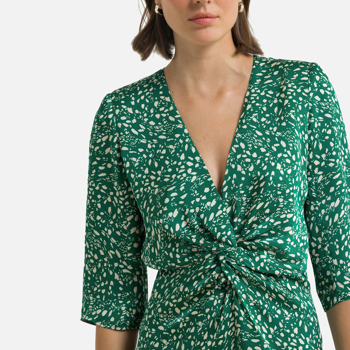 Платье BA&SH Короткое с принтом и V-образным вырезом ERIKA 1(S) зеленый, размер 1(S) Короткое с принтом и V-образным вырезом ERIKA 1(S) зеленый - фото 3