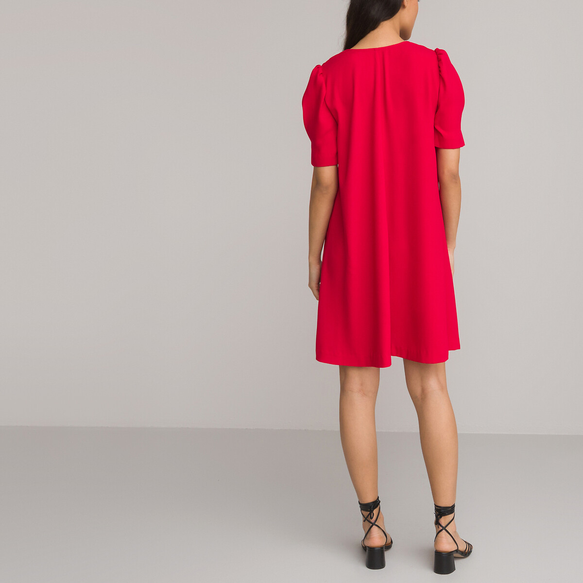 Платье Короткое с V-образным вырезом короткие рукава 54 красный LaRedoute, размер 54 - фото 4