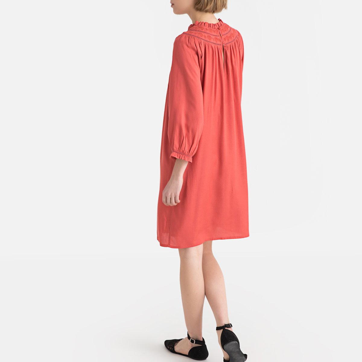 Платье La Redoute Расклешенное с длинными рукавами 36 (FR) - 42 (RUS) розовый, размер 36 (FR) - 42 (RUS) Расклешенное с длинными рукавами 36 (FR) - 42 (RUS) розовый - фото 4