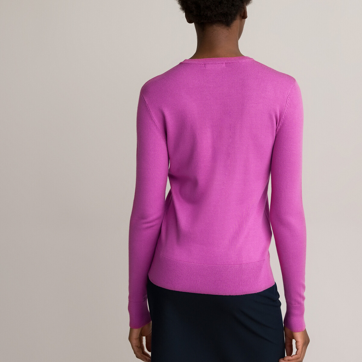 Пуловер С круглым вырезом базовая модель M фиолетовый LaRedoute, размер M - фото 4