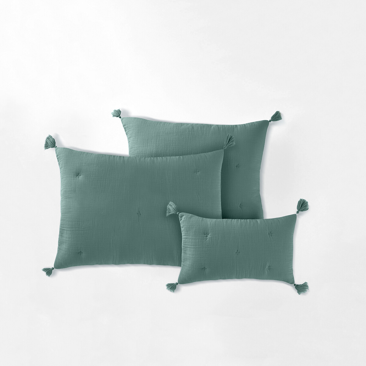 Чехол LA REDOUTE INTERIEURS На подушку из газового хлопка Kumla 50 x 30 см зеленый, размер 50 x 30 см - фото 1