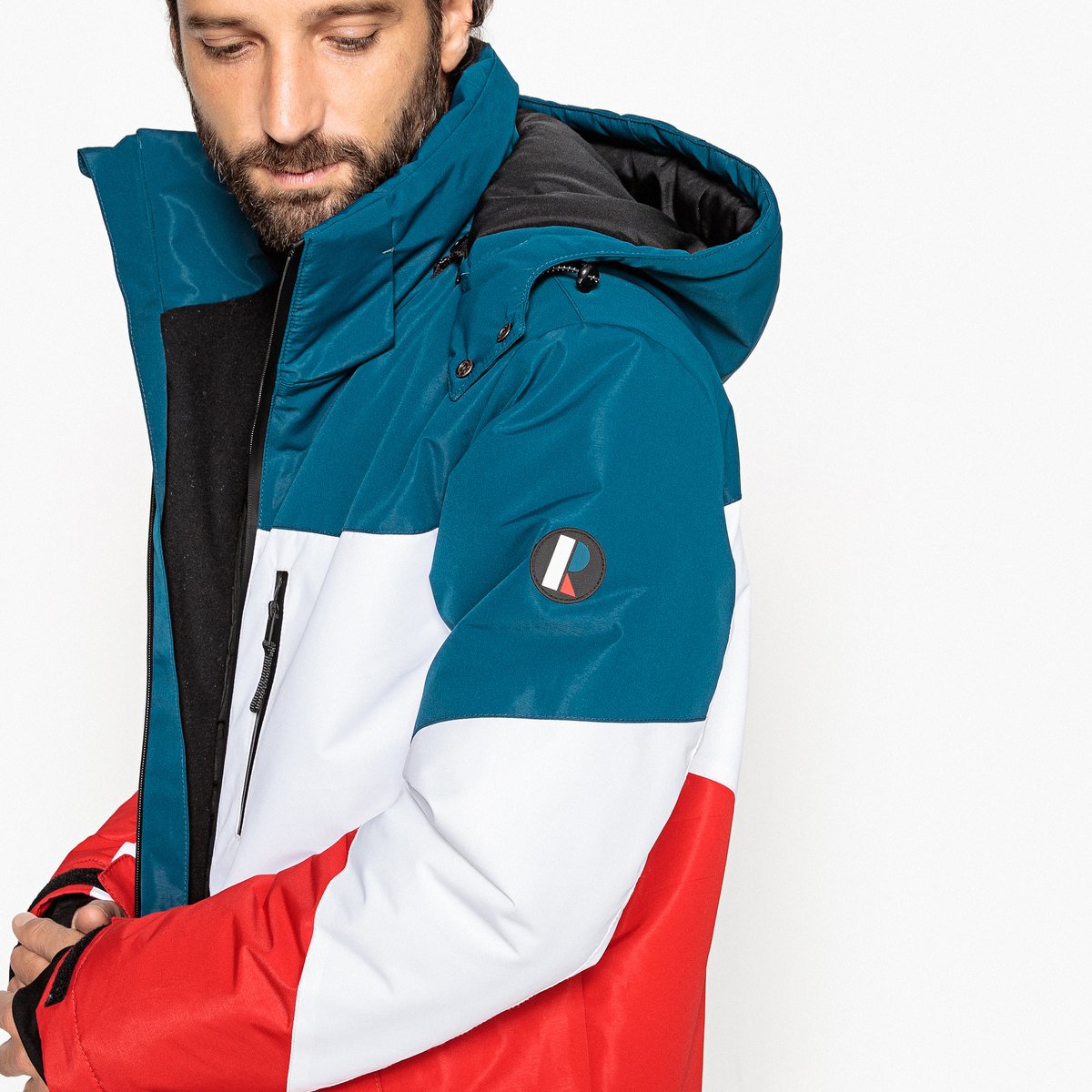Куртка La Redoute Лыжная с воротником-стойкой и капюшоном L синий, размер L - фото 3