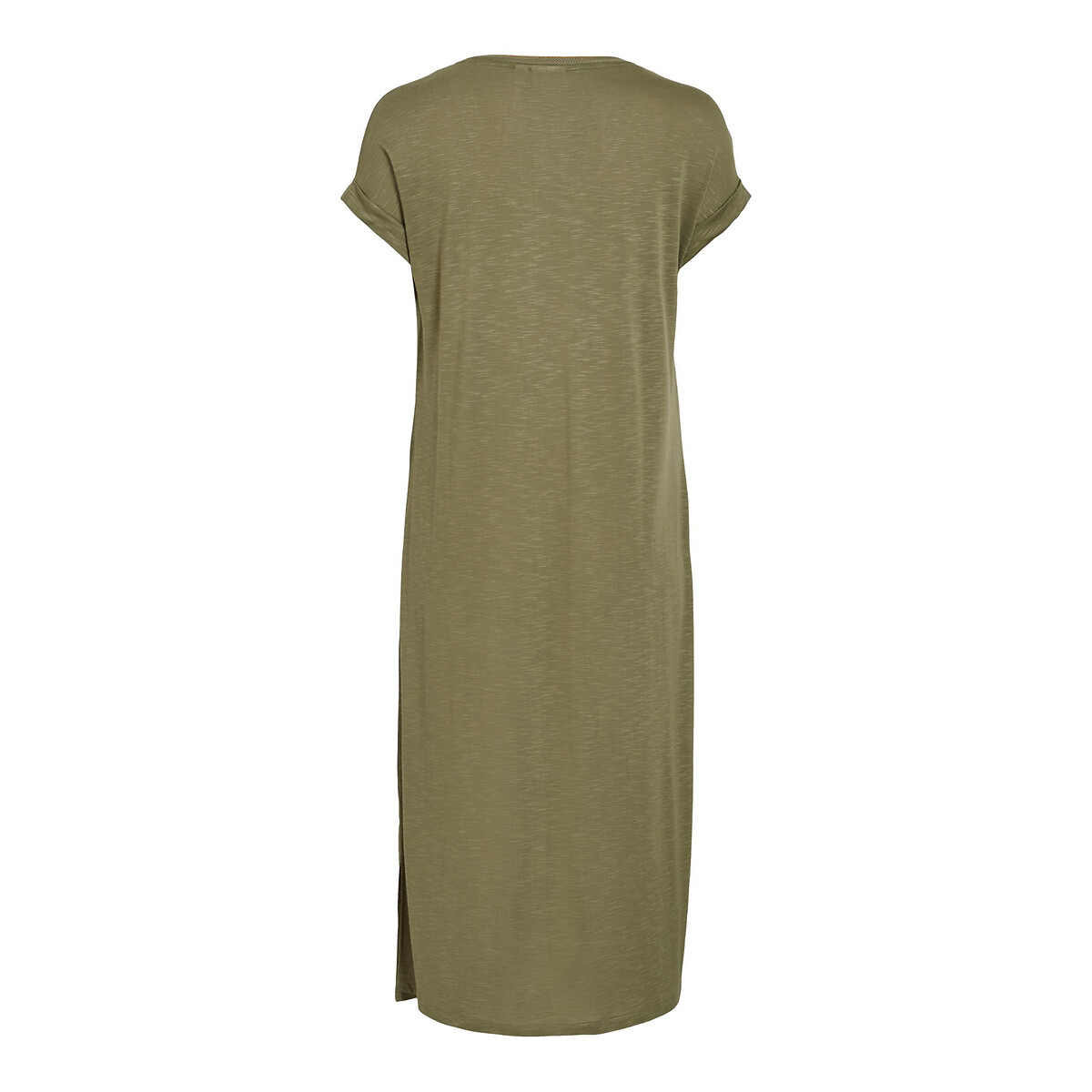 Платье-футболка длинное V-образный вырез с блестящей окантовкой  S зеленый LaRedoute, размер S - фото 2
