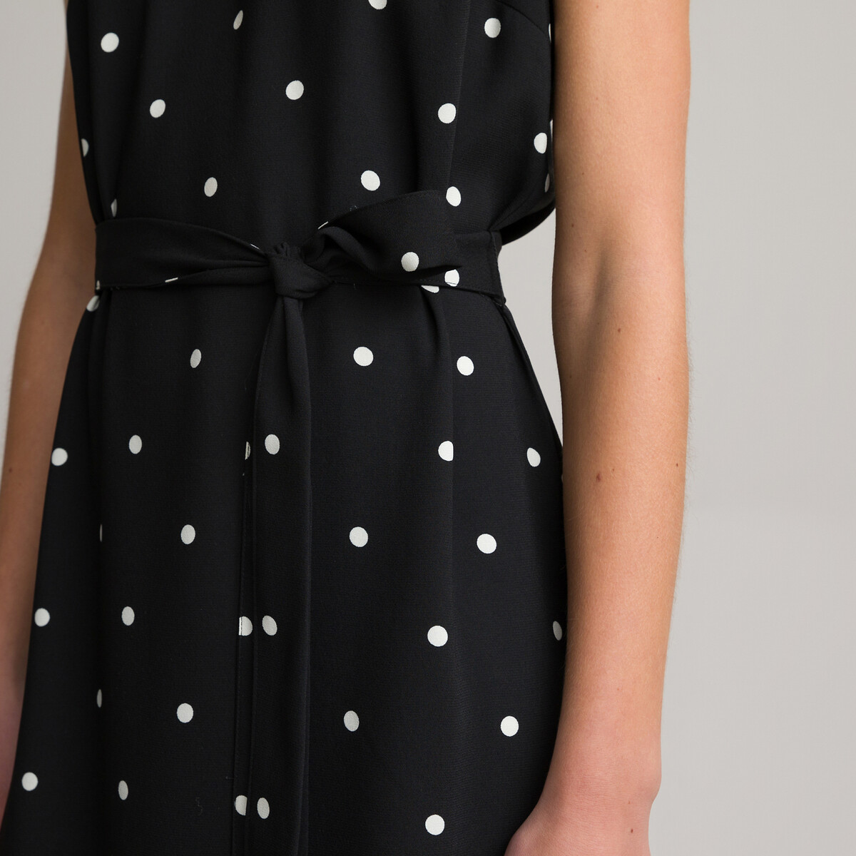 Платье Без рукавов длинное с принтом в горошек 58 черный LaRedoute, размер 58 - фото 3