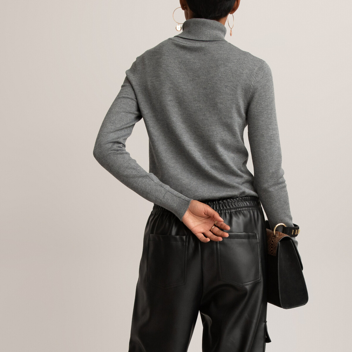 Пуловер LaRedoute С отворачивающимся воротником базовая модель L серый, размер L - фото 4