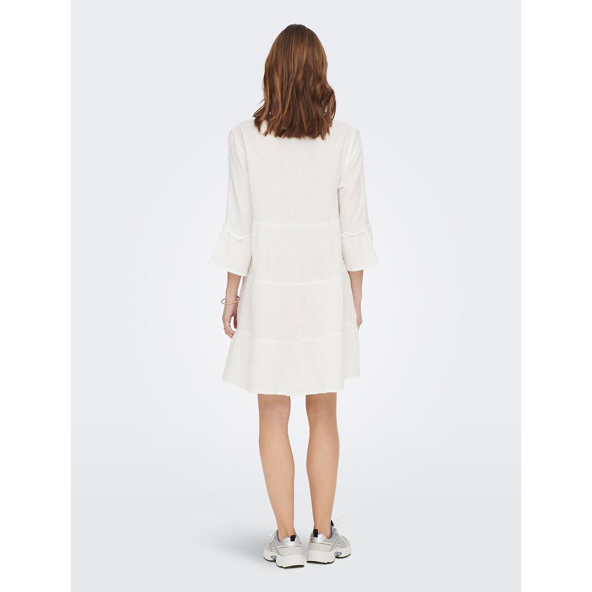 Платье Из струящейся ткани рукава 34 XS белый LaRedoute, размер XS - фото 4