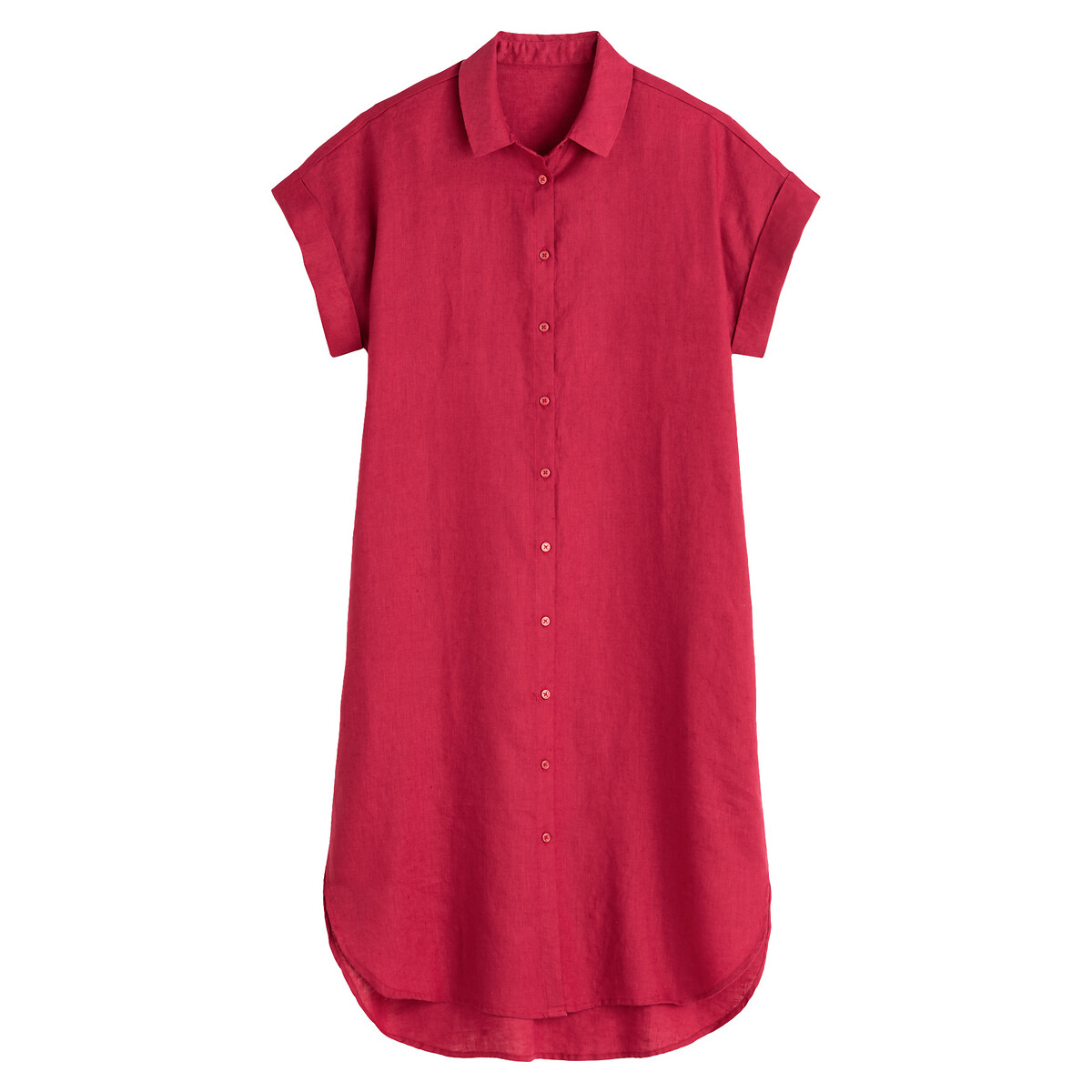 Платье-рубашка LaRedoute С короткими рукавами из льна 38 (FR) - 44 (RUS) розовый, размер 38 (FR) - 44 (RUS) С короткими рукавами из льна 38 (FR) - 44 (RUS) розовый - фото 5