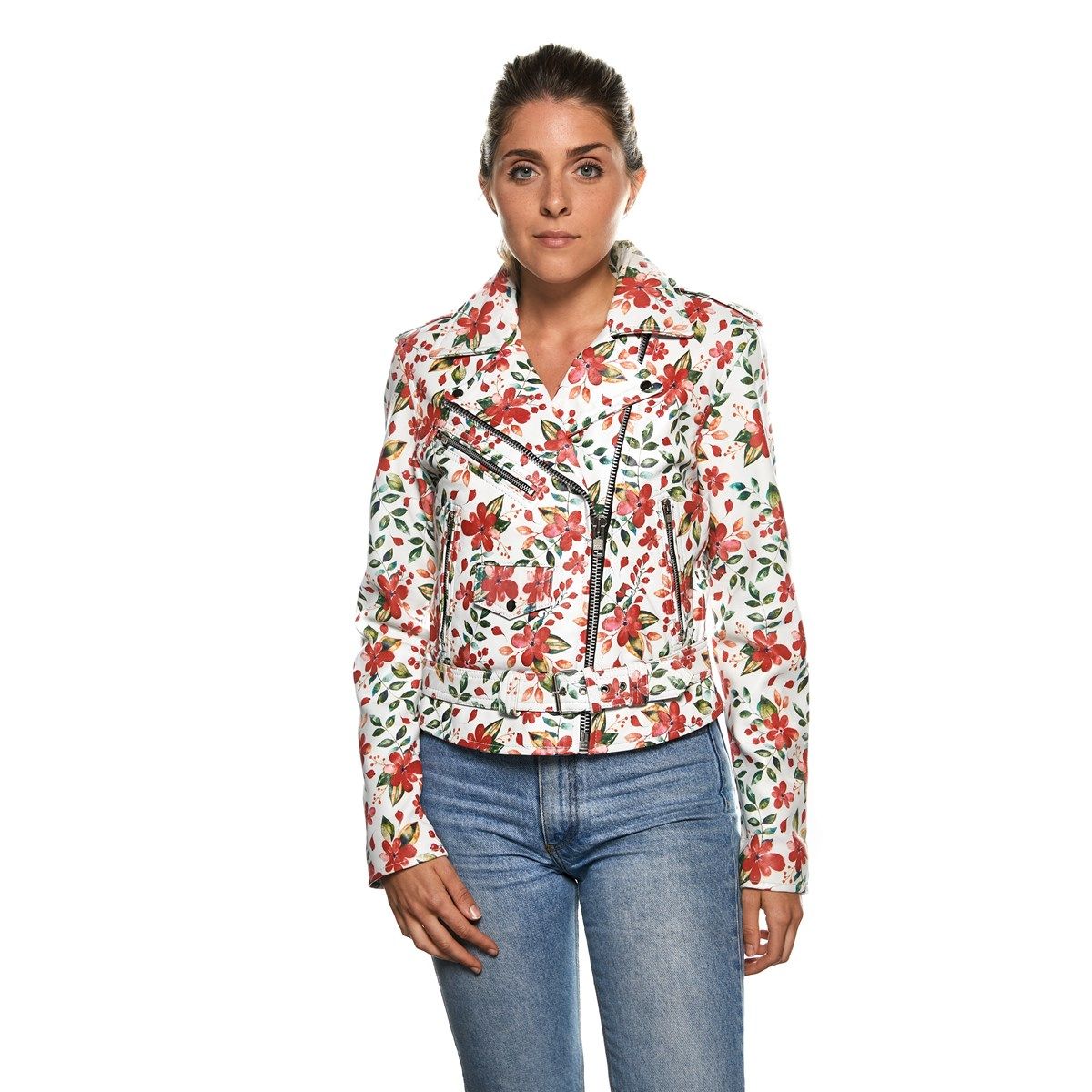 Perfecto rock avec ceinture impression floral
