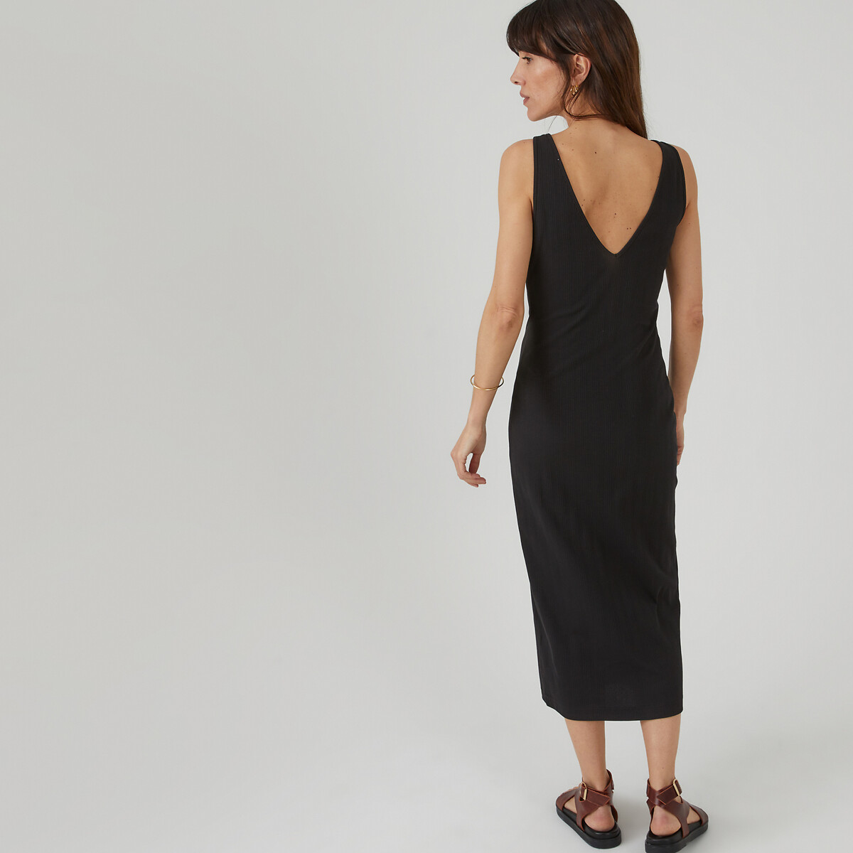 Платье без рукавов с V-образным вырезом со шнуровкой  L черный LaRedoute, размер L - фото 4