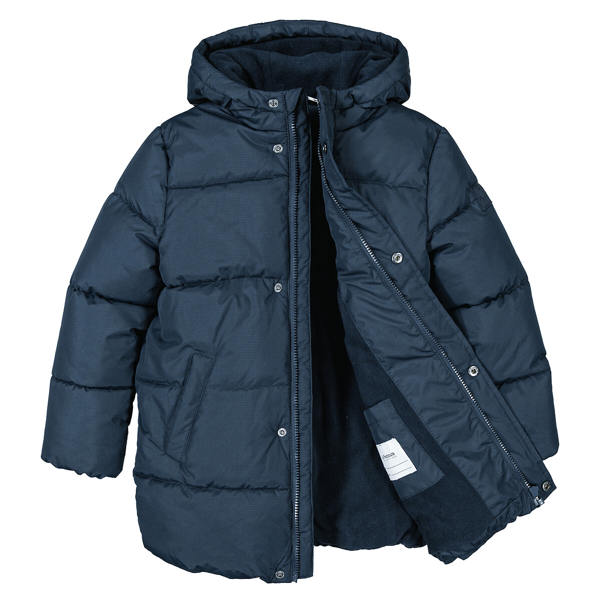 Куртка Стеганая длинная утепленная  с капюшоном 5 лет - 108 см синий LaRedoute, размер 5 лет - 108 см - фото 4