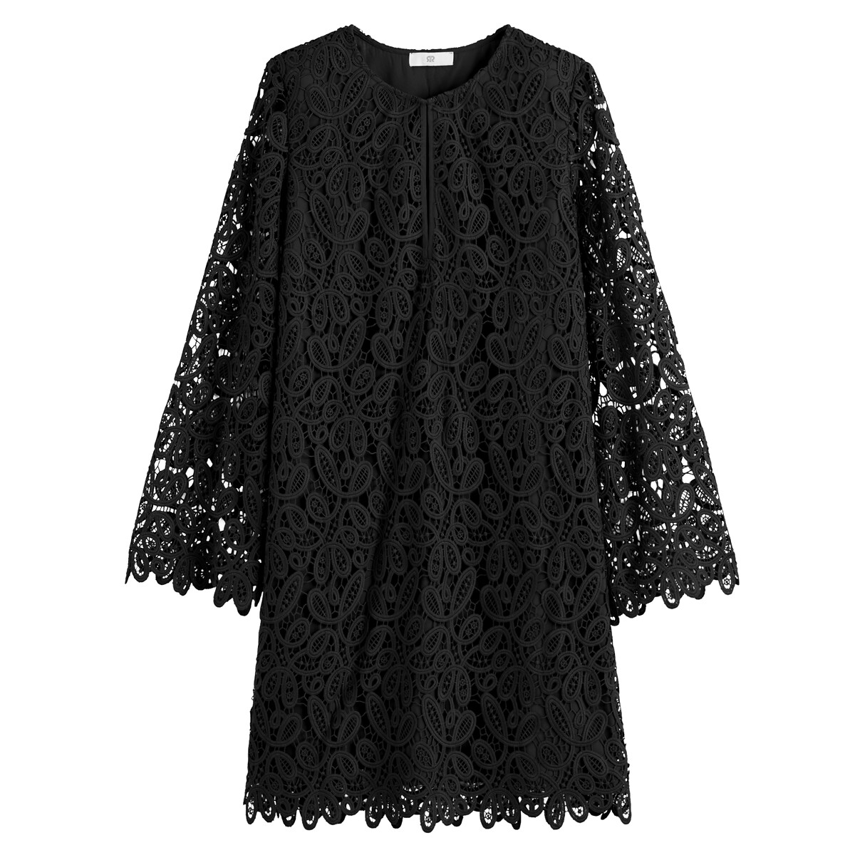 Платье Короткое с вышивкой и длинными рукавами 56 черный LaRedoute, размер 56 - фото 5