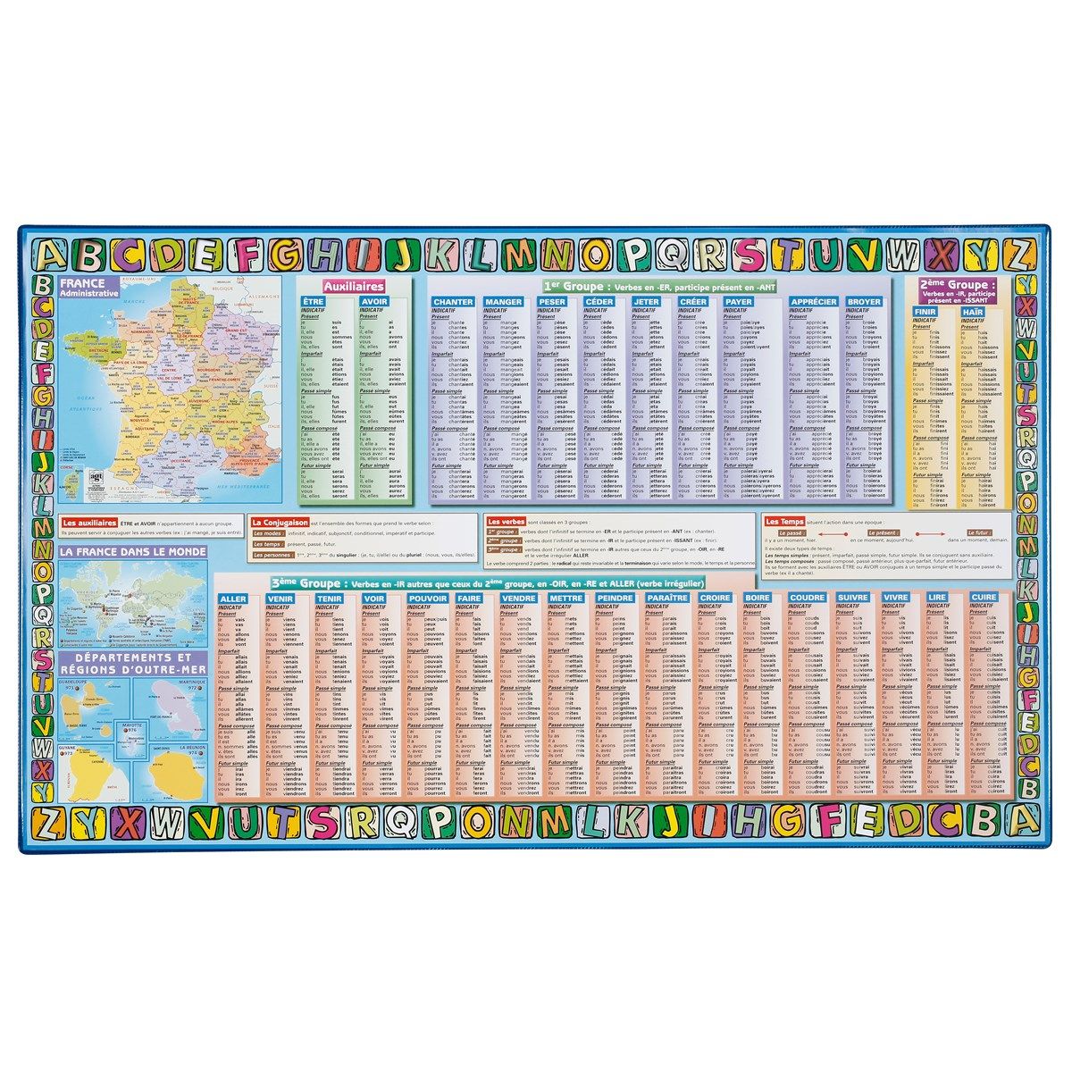Sous main bureau spécial conjugaison - Protection bureau pour enfant
