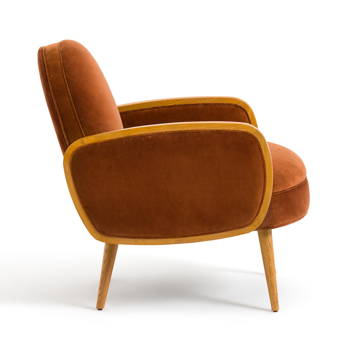 Кресло Из велюра и дуба Buisseau единый размер оранжевый LaRedoute - фото 3