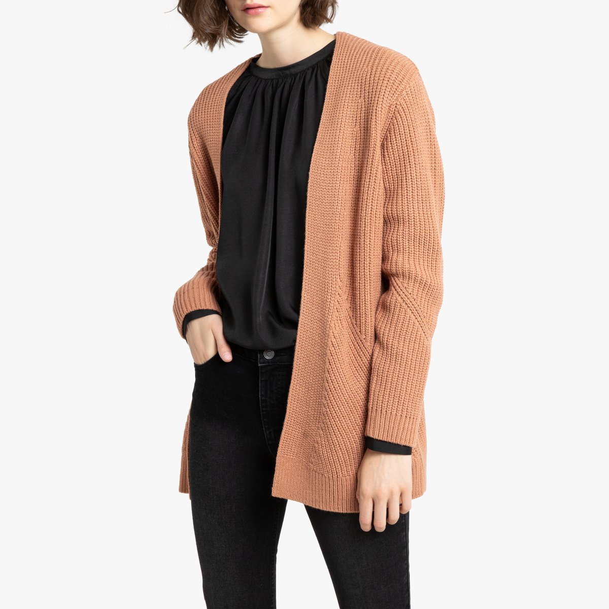 

Кардиган La Redoute, Каштановый, Из плотного трикотажа S каштановый