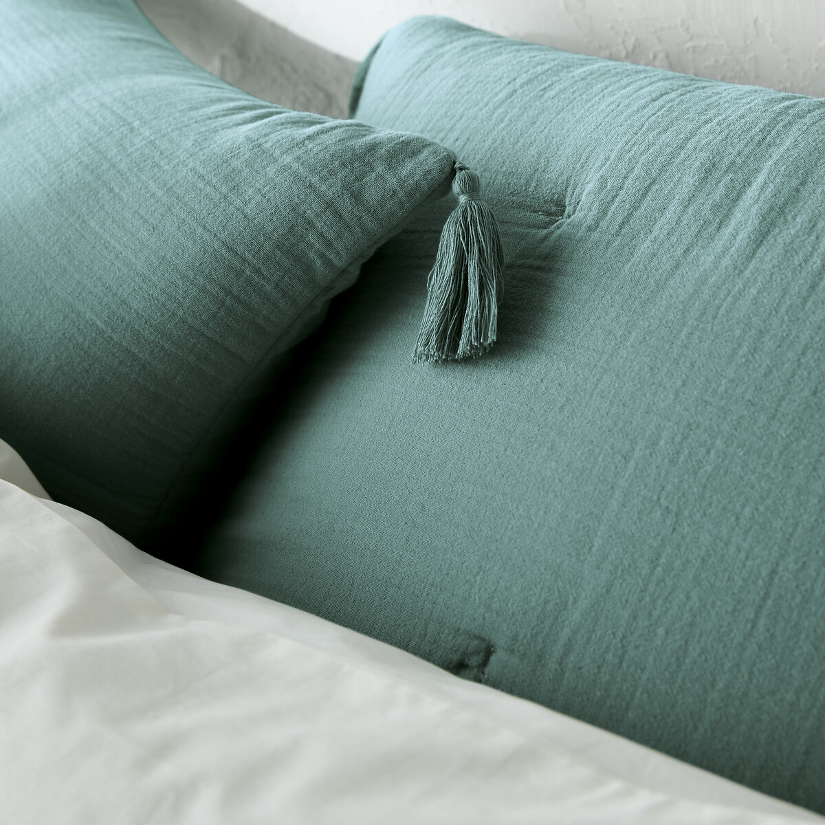 Одеяло LA REDOUTE INTERIEURS Из хлопчатобумажной газовой ткани Kumla 150 x 150 см зеленый, размер 150 x 150 см - фото 4