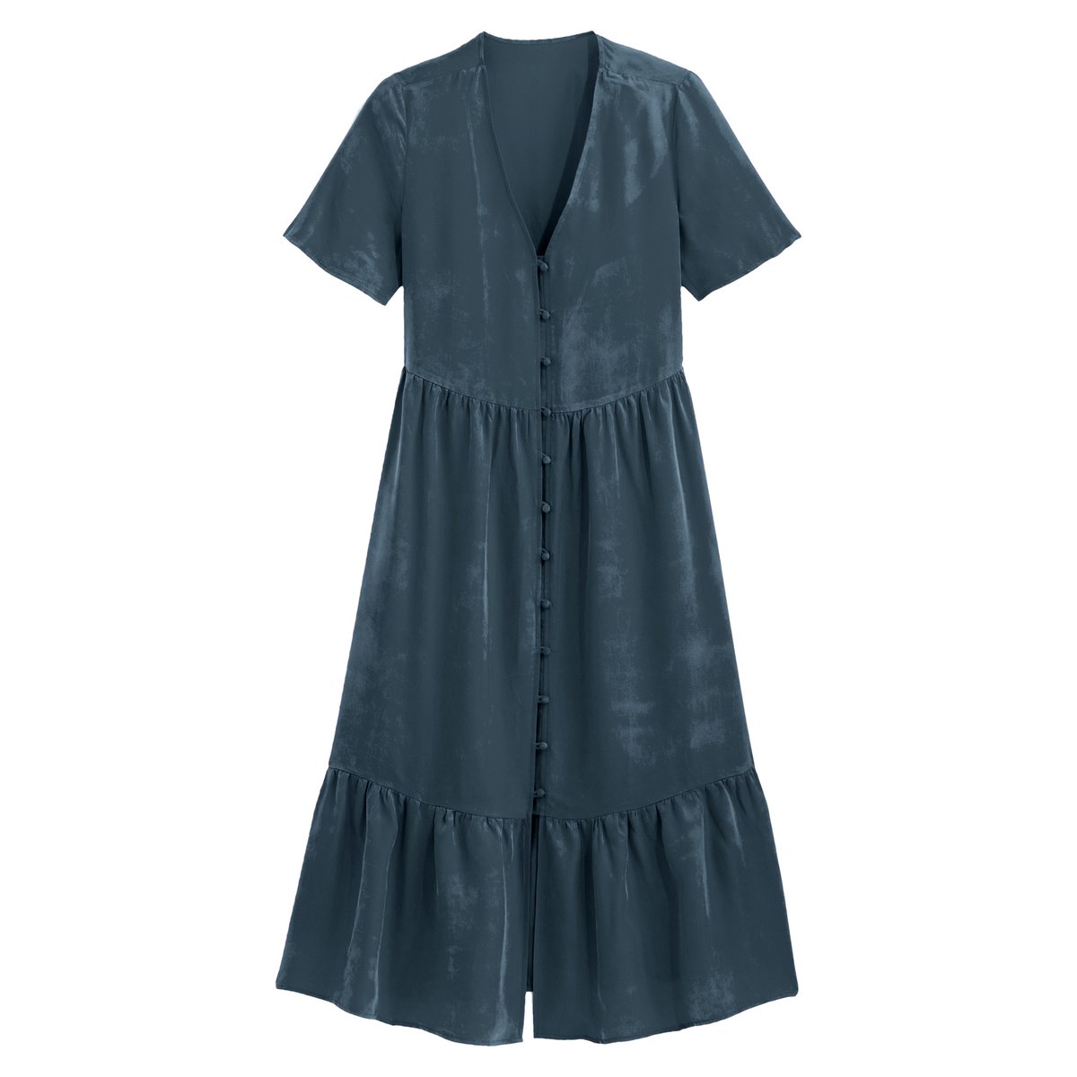 Платье La Redoute С V-образным вырезом с короткими рукавами средней длины 38 (FR) - 44 (RUS) синий, размер 38 (FR) - 44 (RUS) С V-образным вырезом с короткими рукавами средней длины 38 (FR) - 44 (RUS) синий - фото 5