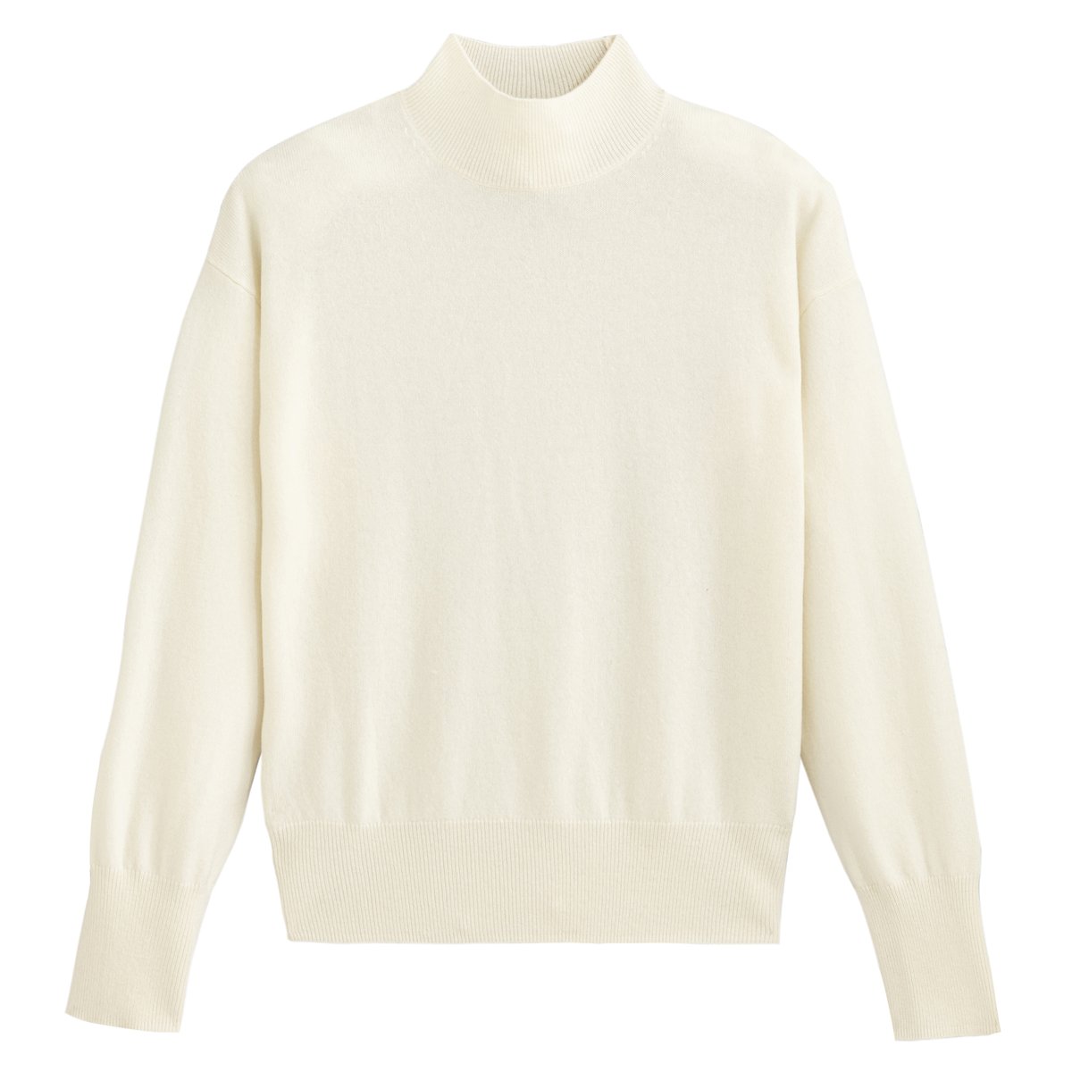 Пуловер La Redoute Из кашемира и шерсти с отворачивающимся воротником S белый, размер S - фото 5