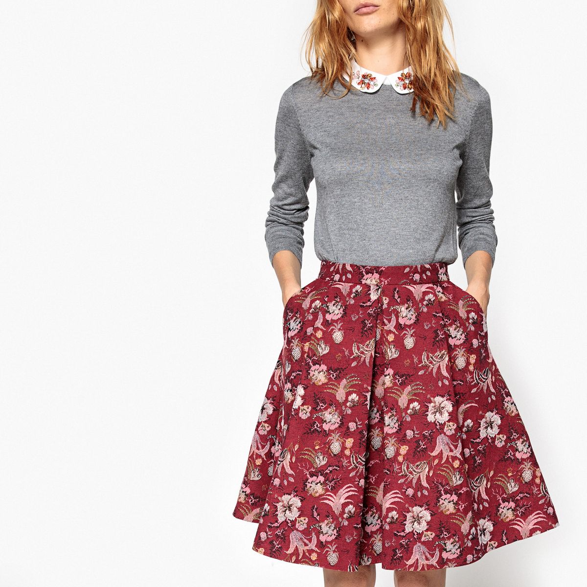 Jupe évasée jacquard