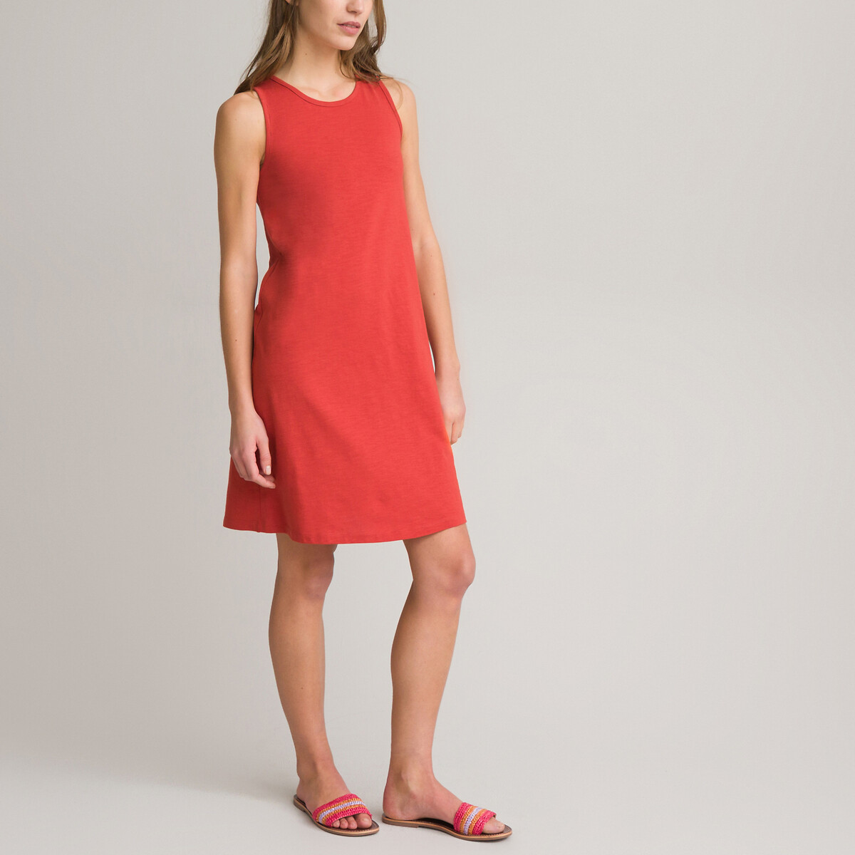 Платье Короткое без рукавов из трикотажа XXL красный LaRedoute, размер XXL - фото 2