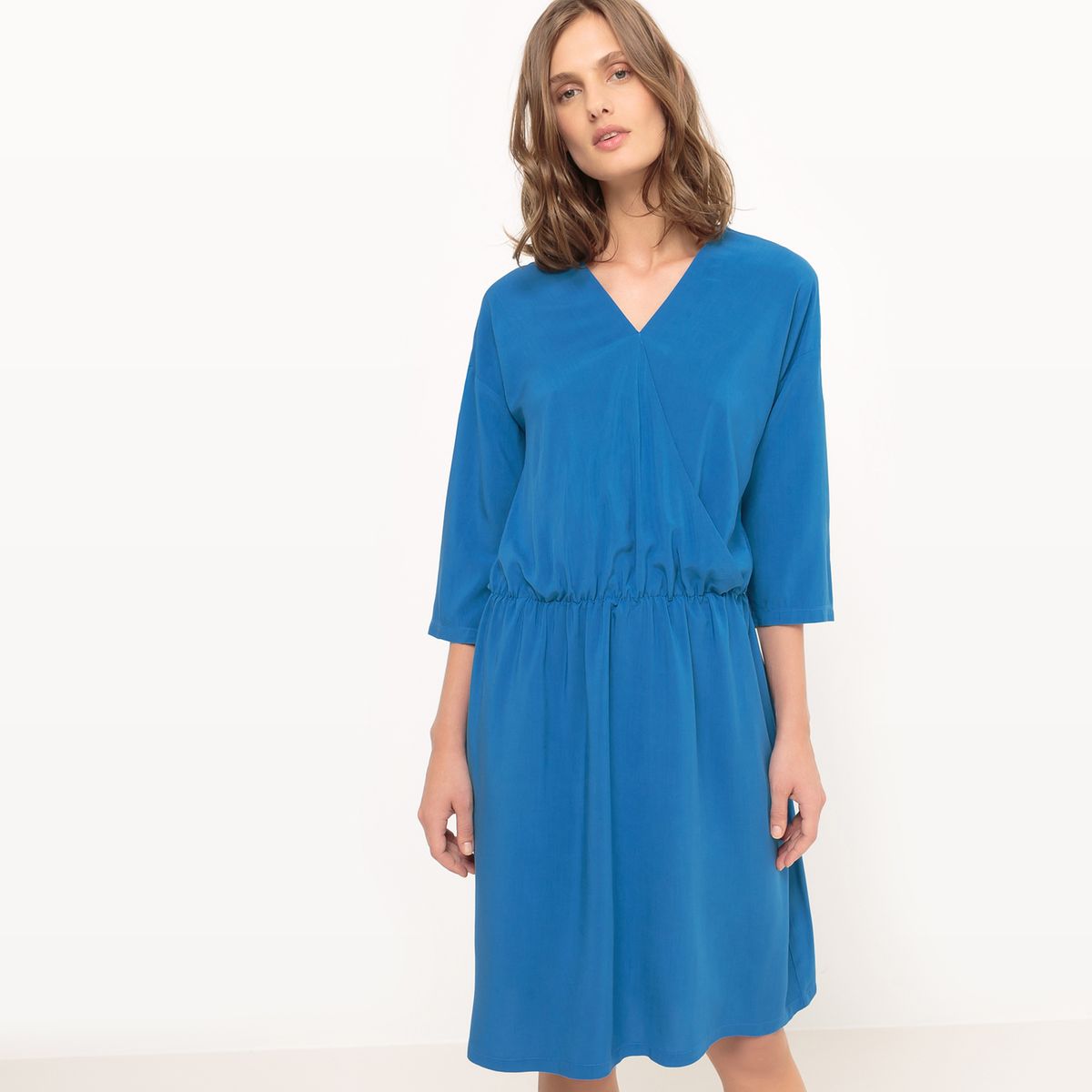 Robe croisée, manches 3/4