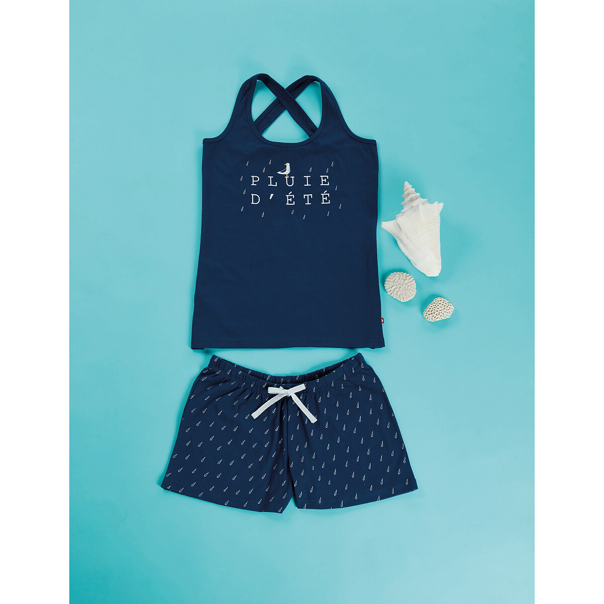Пижама DODO С шортами из биохлопка Bretagne L синий, размер L