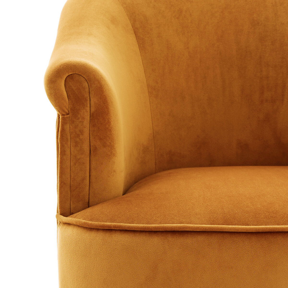 Кресло LaRedoute Низкое и широкое в винтажном стиле из велюра с бахромой RAMONA 1-мест. желтый, размер 1-мест. - фото 4