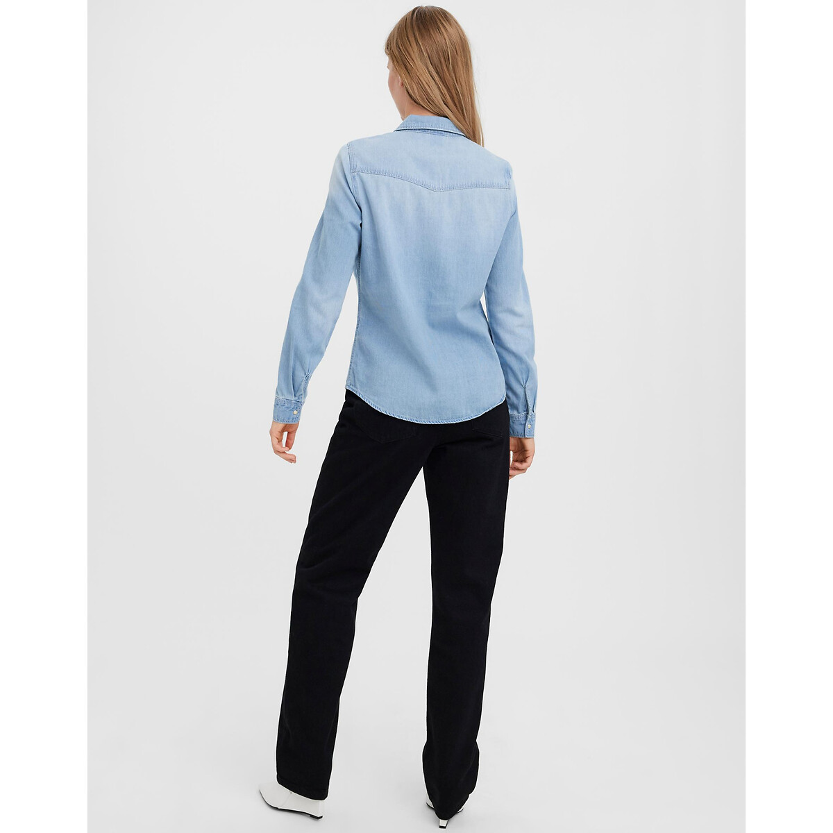 Рубашка Из джинсовой ткани S синий LaRedoute, размер S - фото 3