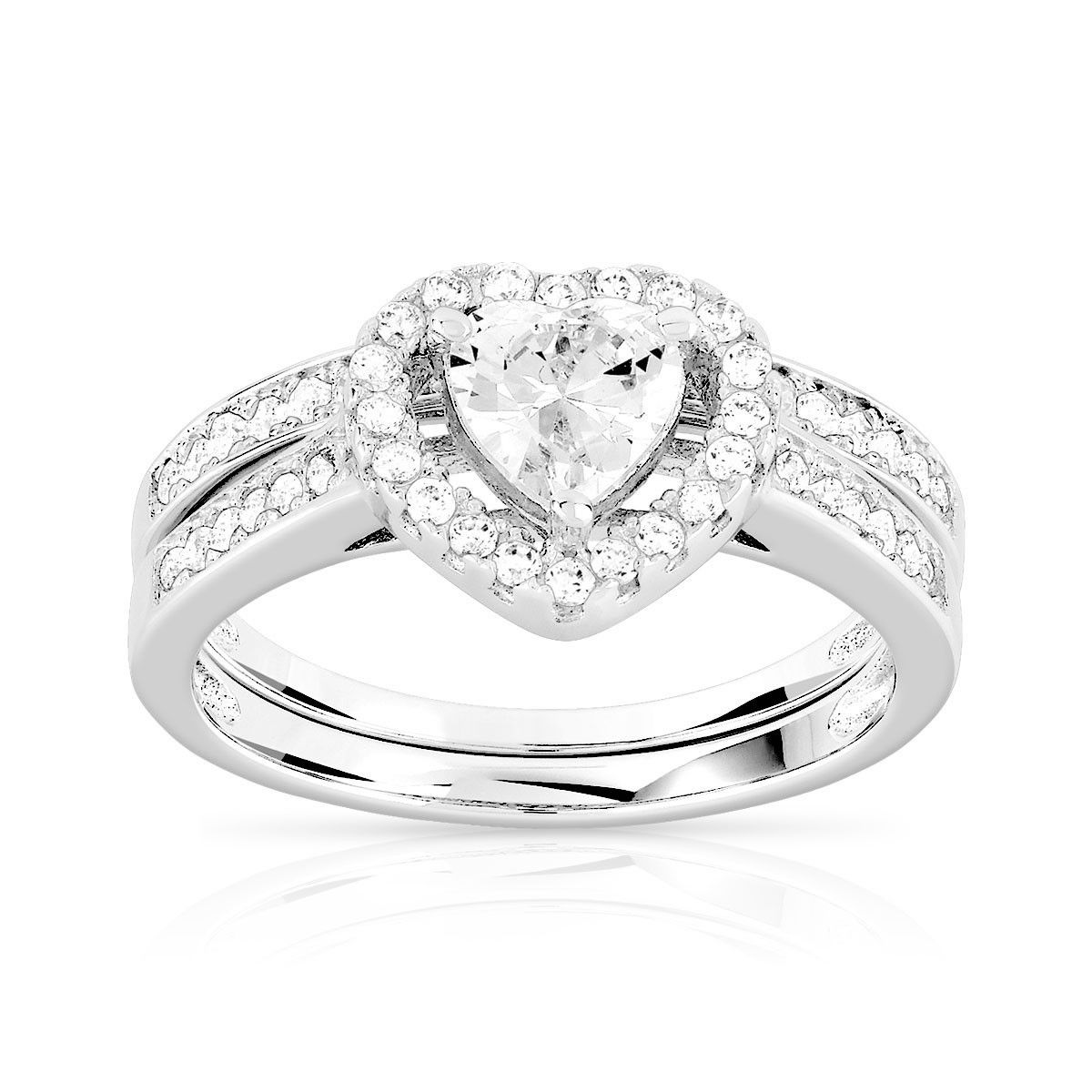 Duo solitaire alliance argent 925 zirconia