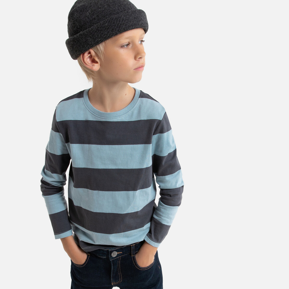 

Футболка LaRedoute, Синий, В полоску с длинными рукавами 3-12 лет 4 года - 102 см синий