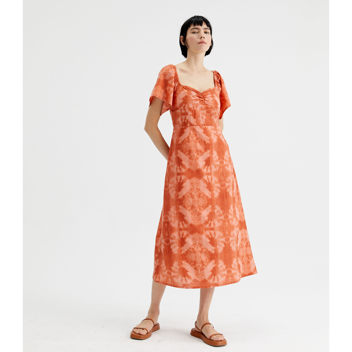 Платье Длинное с принтом M оранжевый