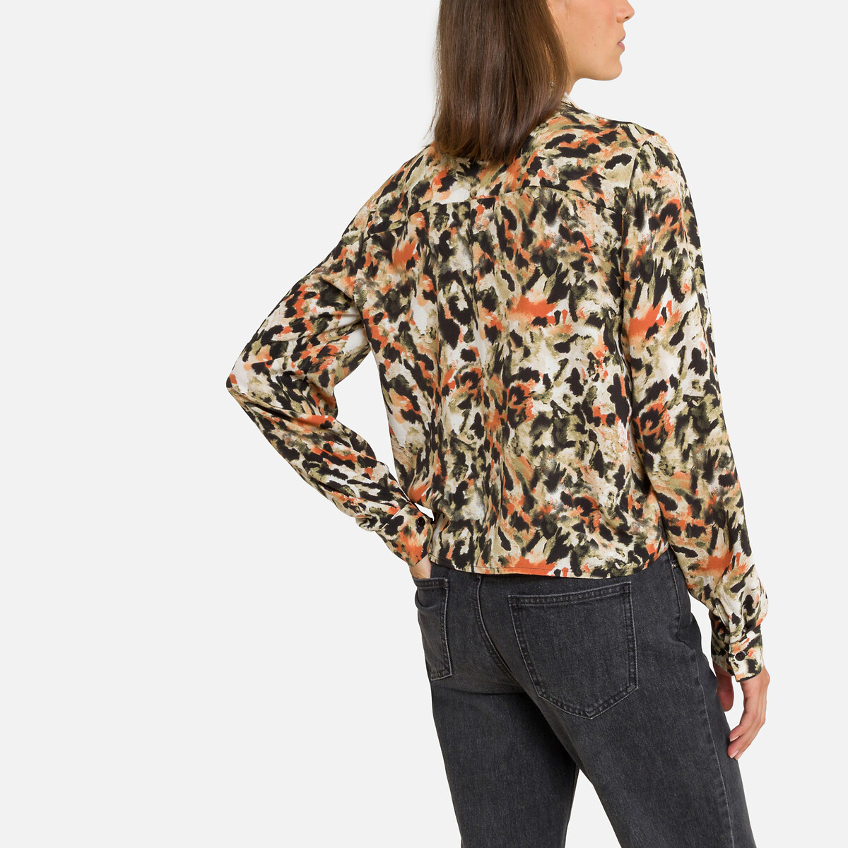 Блузка ONLY Блузка Укороченная с принтом XS оранжевый, размер XS - фото 4