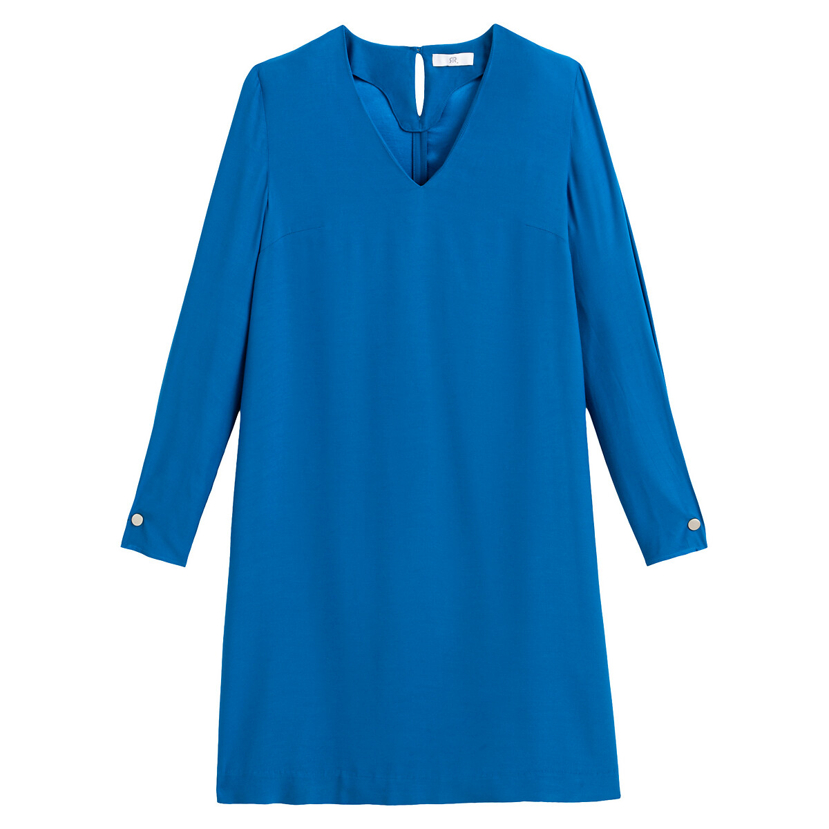 Платье LaRedoute Короткое с v-образным вырезом и длинными рукавами 42 (FR) - 48 (RUS) синий, размер 42 (FR) - 48 (RUS) Короткое с v-образным вырезом и длинными рукавами 42 (FR) - 48 (RUS) синий - фото 3