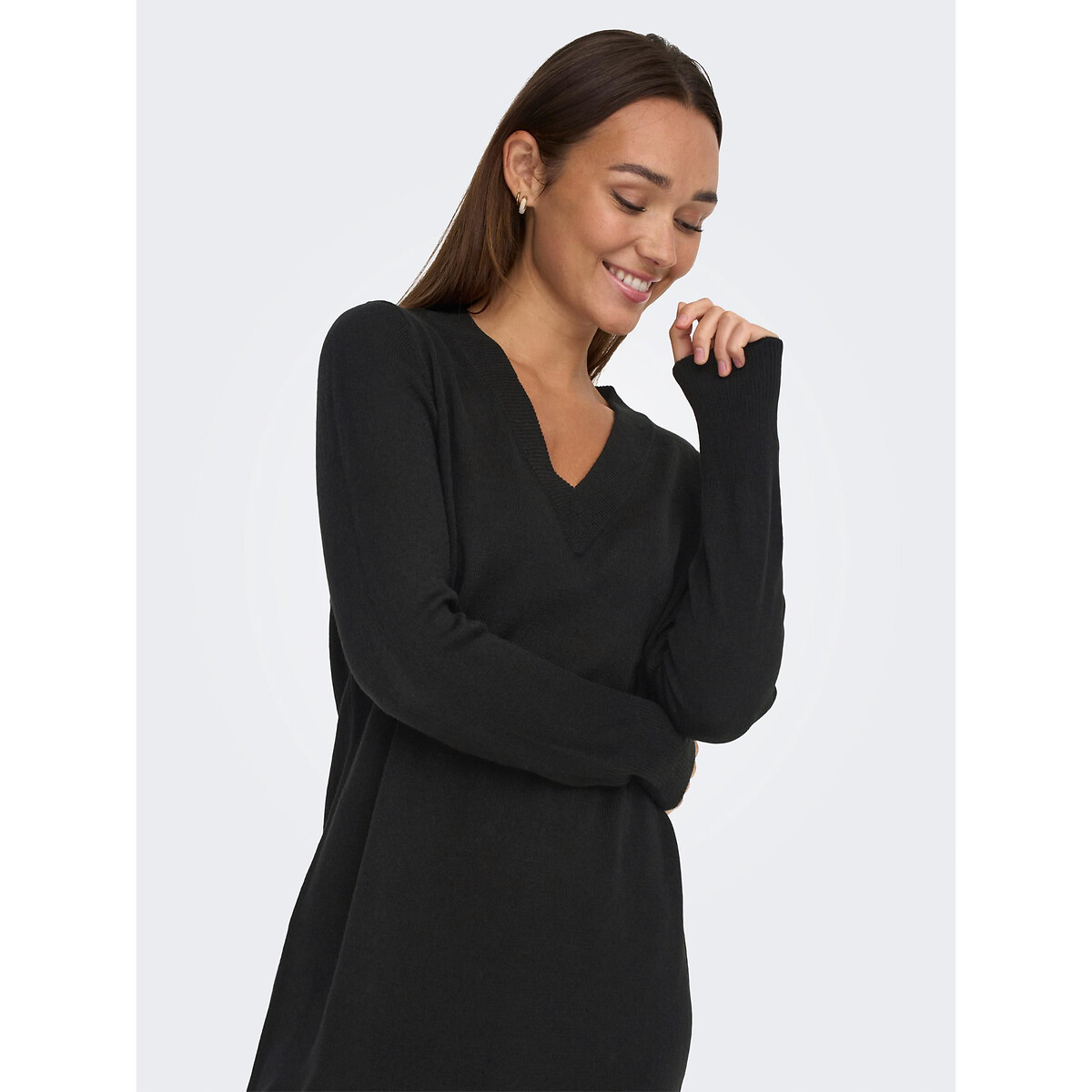 Платье-пуловер С V-образным вырезом S черный LaRedoute, размер S - фото 3