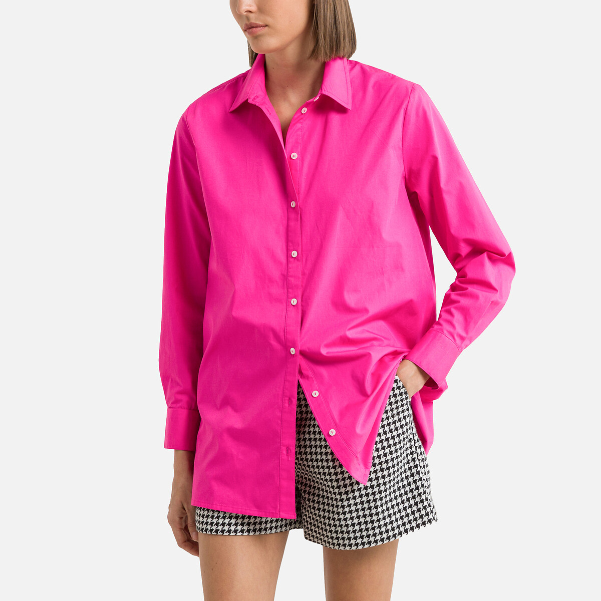 Рубашка Длинная на пуговицах S розовый