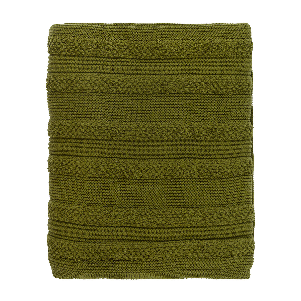 Плед Из хлопка с буклированной вязкой из коллекции Essential 130х170 см единый размер зеленый LaRedoute