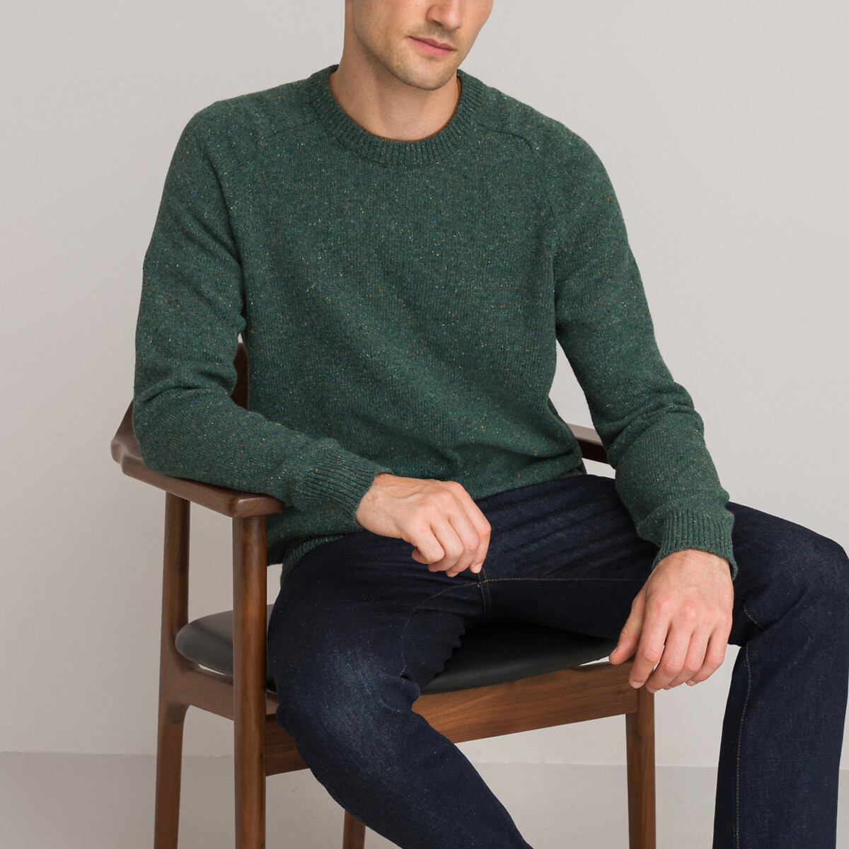 Пуловер С круглым вырезом из плотного трикотажа S зеленый LaRedoute, размер S - фото 3