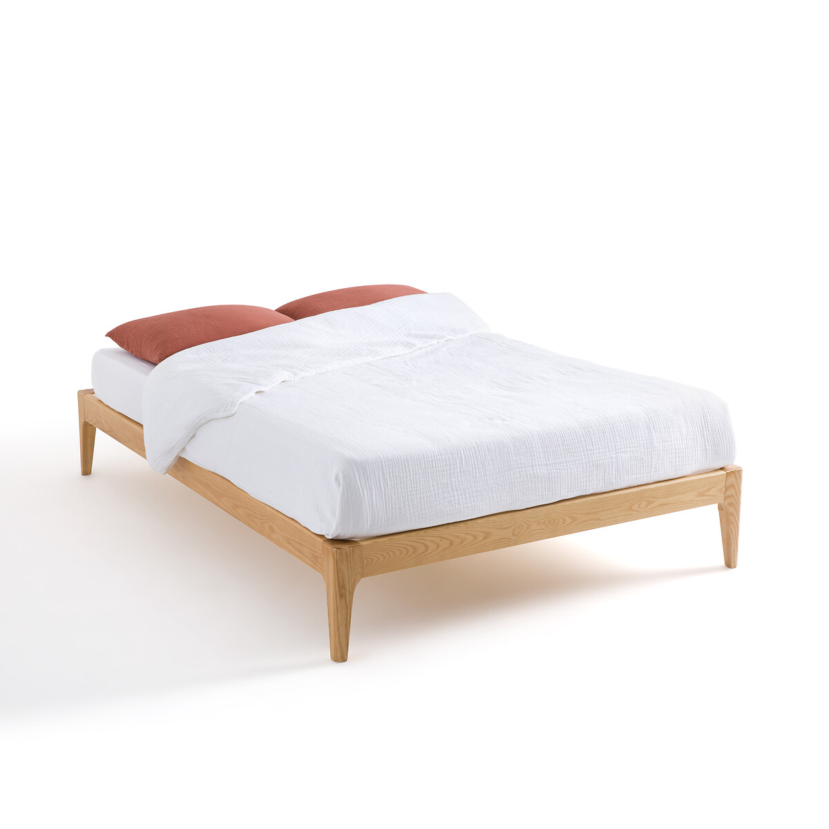Кровать Из массива ясеня с кроватным основанием Agura 140 x 200 см бежевый