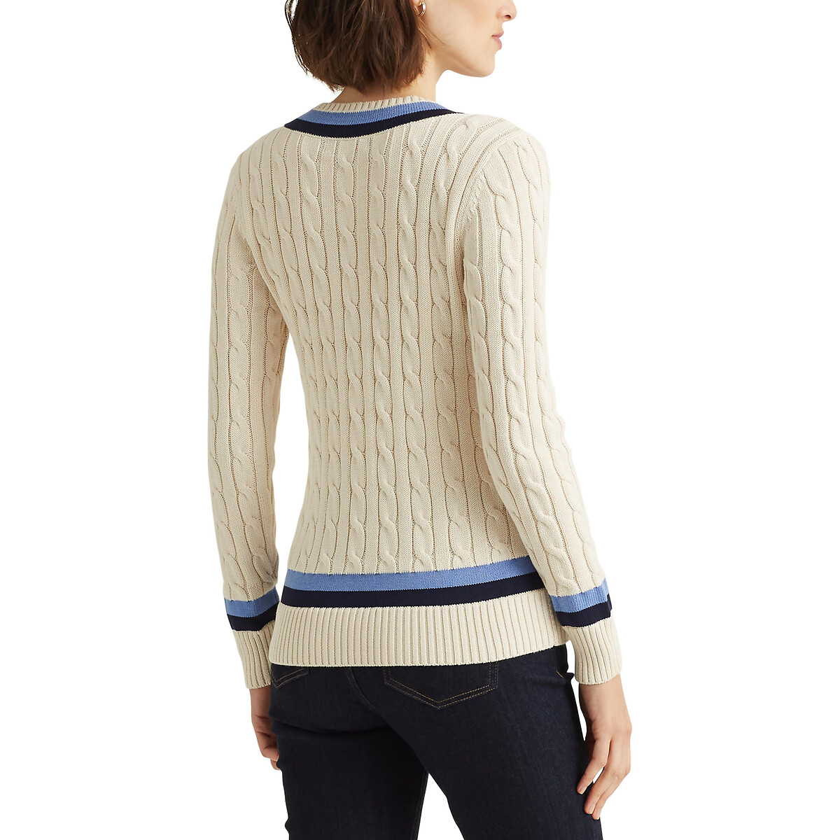 Пуловер LAUREN RALPH LAUREN С V-образным вырезом M белый, размер M - фото 3