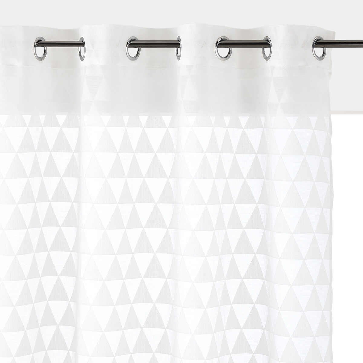 Image of Triangle Single Voile Panel in a Jacquard Design with Eyelet Header
