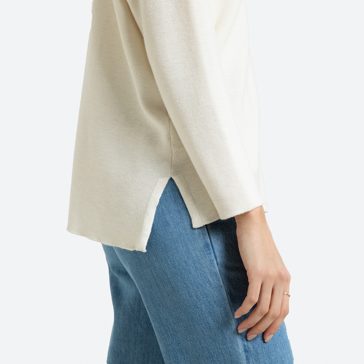 Пуловер La Redoute С V-образным вырезом из тонкого трикотажа L белый, размер L - фото 3