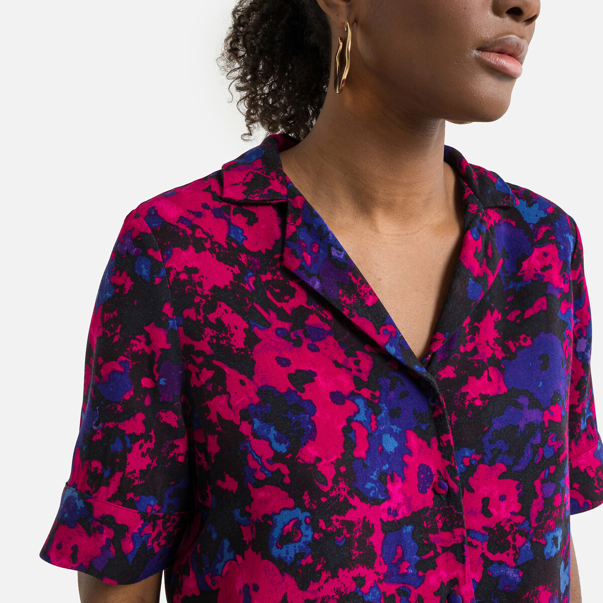 Блузка PIECES С принтом и пиджачным воротником XS розовый, размер XS - фото 3