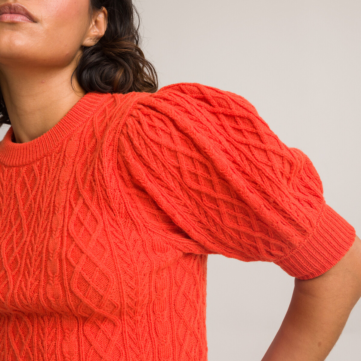 Пуловер С круглым вырезом из тонкого трикотажа L оранжевый