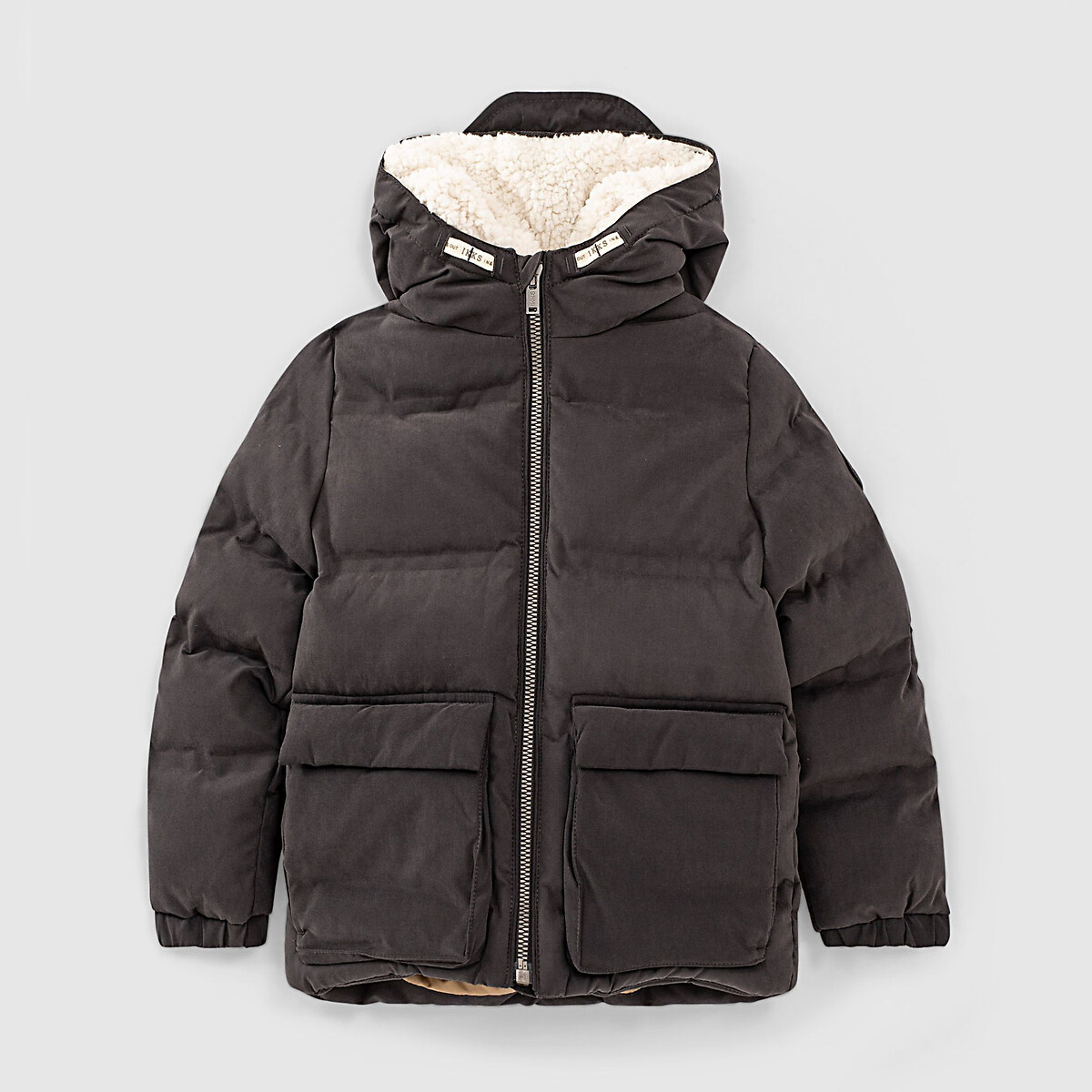 Куртка IKKS JUNIOR Стеганая утепленная с капюшоном 4-14 лет 12 лет -150 см серый, размер 12 лет -150 см